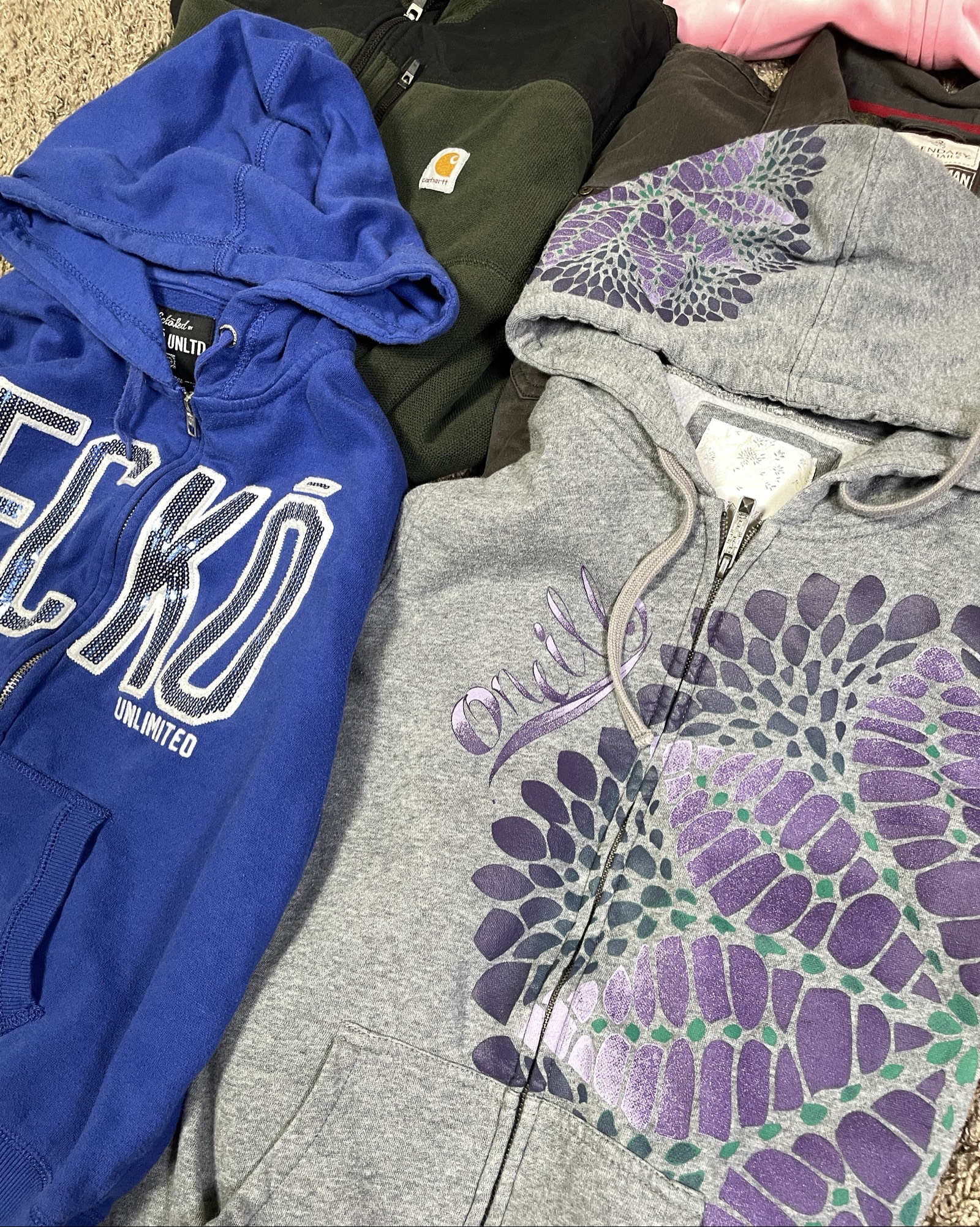 Mixed Hoodie/Sweater Lot – Carhartt, Billabong, Quiksilver, O’Neill, Vans