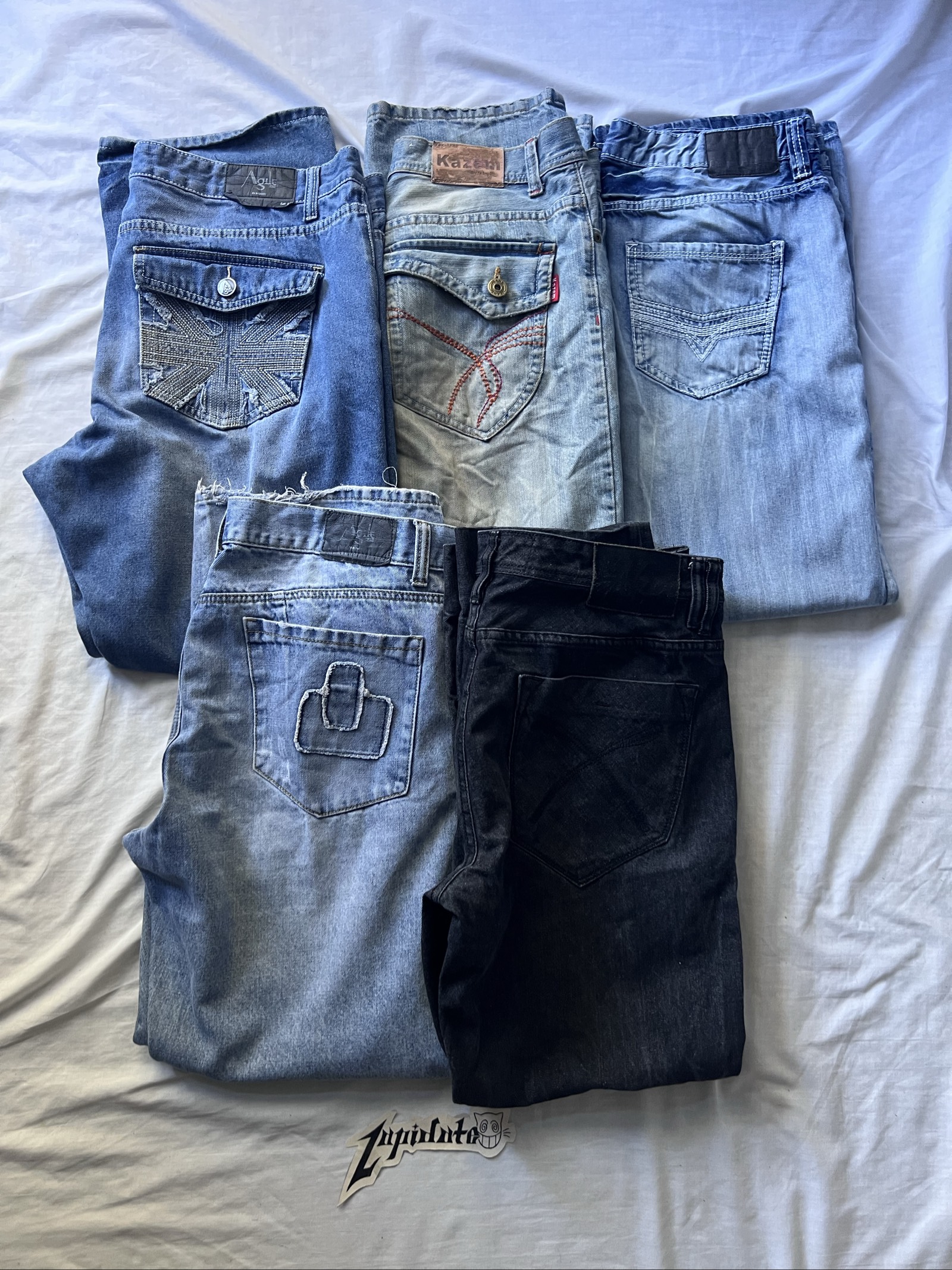 Vintage baggy bootcut Y2K embroidered jeans