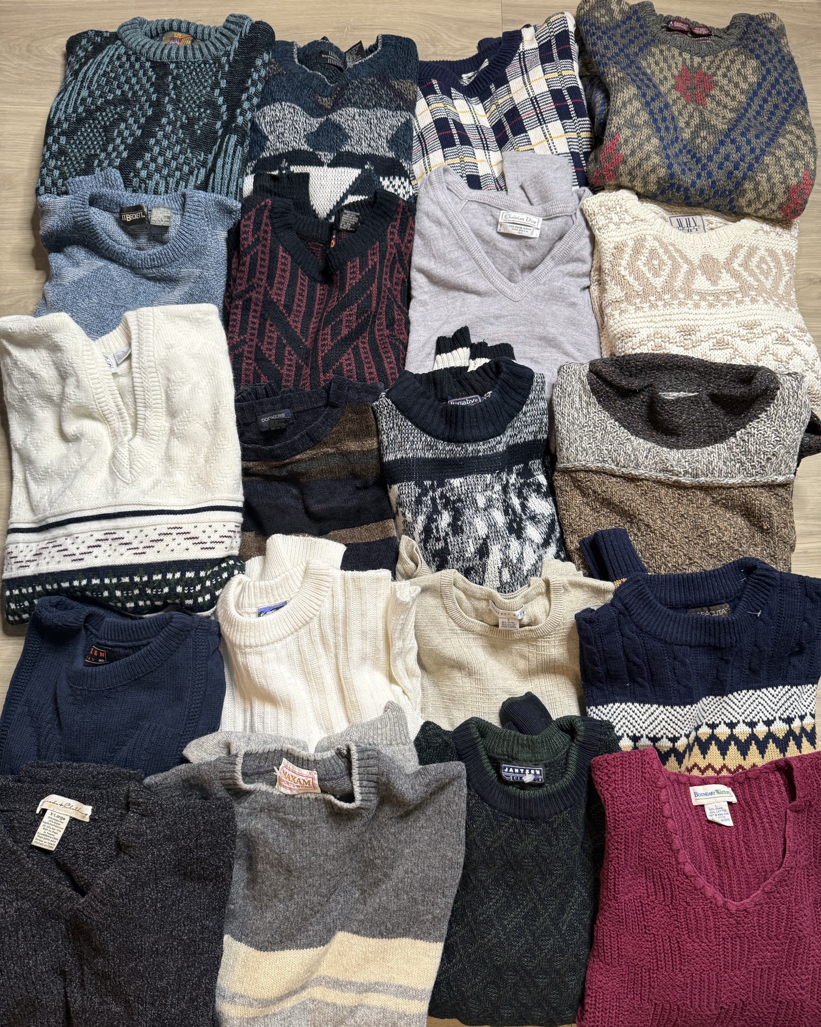 Vintage 80’s-90’s Grandpa Textured Knit Sweaters & Vests