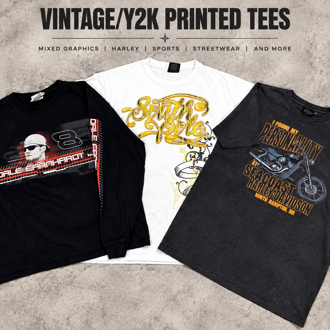 Vintage/Y2K Graphic Tee Wholesale Bundle | Mixed Printed Tees | Harley, Sports, Streetwear